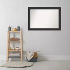 41" x 29" Non-Beveled Corvino Wood Bathroom Wall Mirror Black - Amanti Art: Modern Rectangle, Wall Mount, Wood Frame