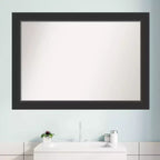41" x 29" Non-Beveled Corvino Wood Bathroom Wall Mirror Black - Amanti Art: Modern Rectangle, Wall Mount, Wood Frame