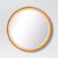28" Dia Round Wooden Beaded Wall Mirror Natural - Threshold™: Beaded Detail, No Assembly Required