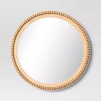 28" Dia Round Wooden Beaded Wall Mirror Natural - Threshold™: Beaded Detail, No Assembly Required