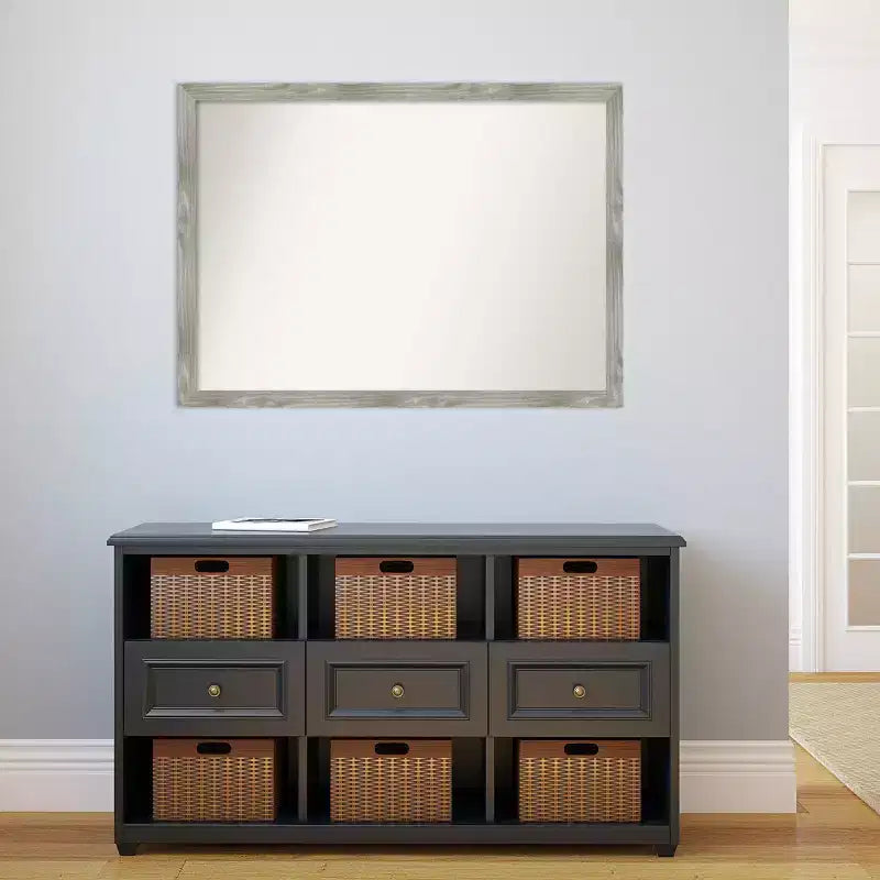 41" x 30" Non-Beveled Dove Gray Wash Square Wall Mirror - Amanti Art