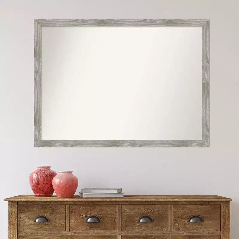41" x 30" Non-Beveled Dove Gray Wash Square Wall Mirror - Amanti Art
