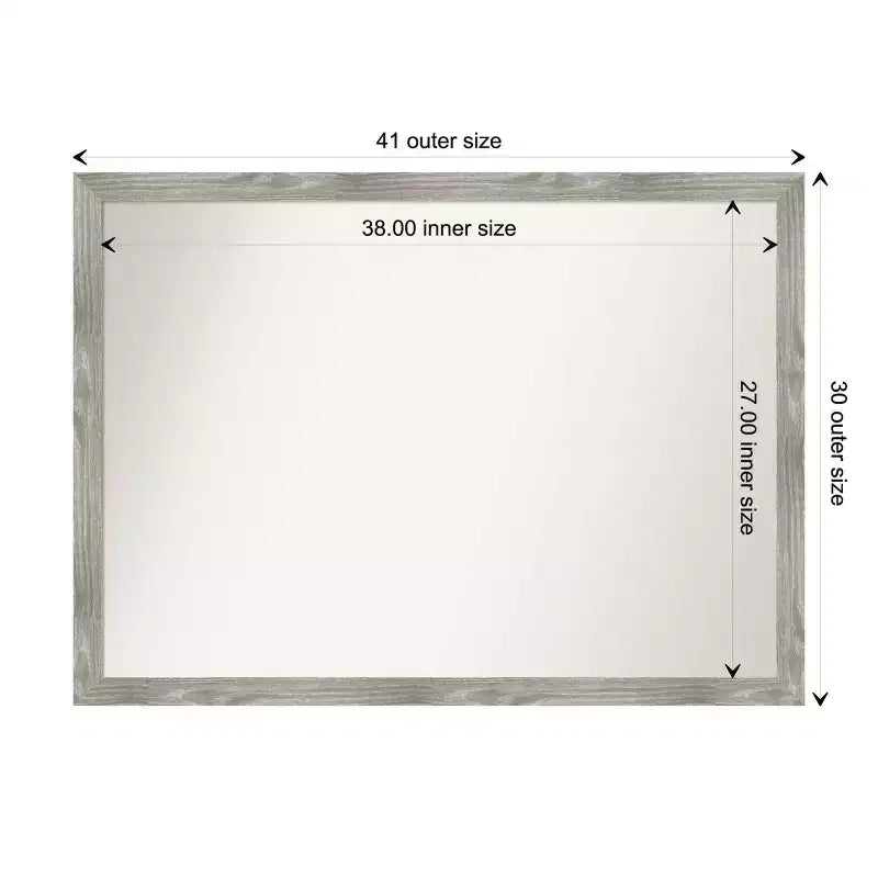 41" x 30" Non-Beveled Dove Gray Wash Square Wall Mirror - Amanti Art