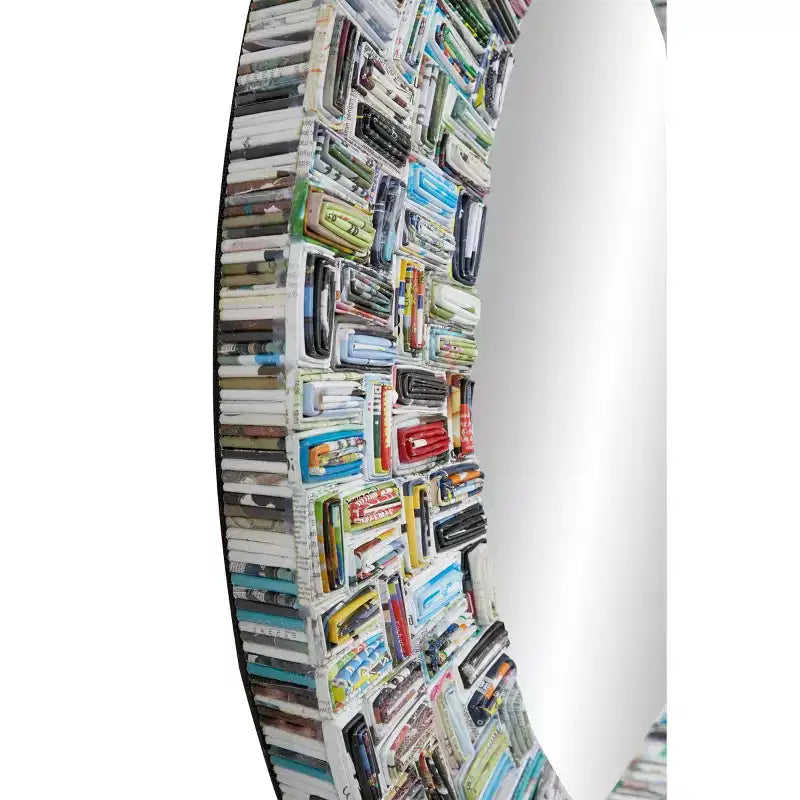 Glass Handmade Recycled Magazine Frame Wall Mirror - Olivia & May: Bohemian Decor, Velvet Frame, No Assembly Required