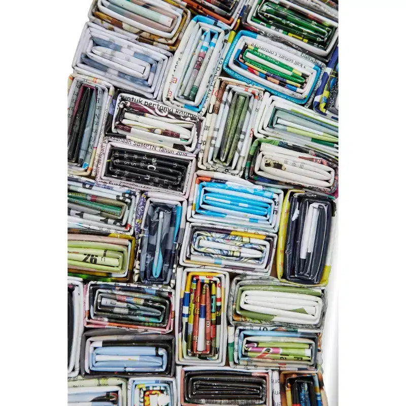 Glass Handmade Recycled Magazine Frame Wall Mirror - Olivia & May: Bohemian Decor, Velvet Frame, No Assembly Required