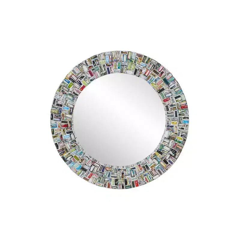 Glass Handmade Recycled Magazine Frame Wall Mirror - Olivia & May: Bohemian Decor, Velvet Frame, No Assembly Required