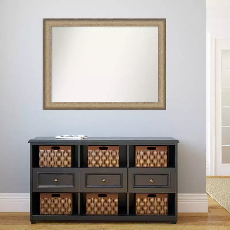 Specchio da parete elegante bronzo spazzolato non bisellato 43" x 32" - Amanti Art: Cornice in polistirene, include accessori di montaggio
