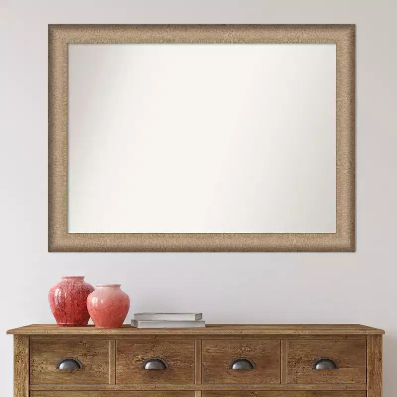 Specchio da parete elegante bronzo spazzolato non bisellato 43" x 32" - Amanti Art: Cornice in polistirene, include accessori di montaggio
