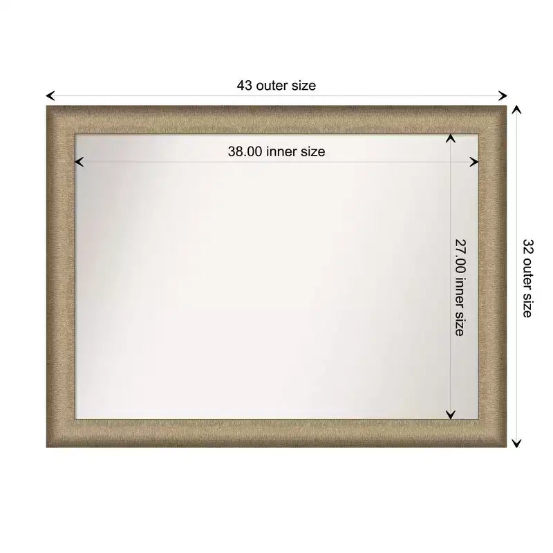 Specchio da parete elegante bronzo spazzolato non bisellato 43" x 32" - Amanti Art: Cornice in polistirene, include accessori di montaggio