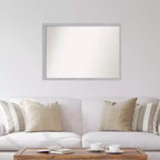 40" x 29" Non-Beveled Grace Brushed Nickel Narrow Wall Mirror - Amanti Art: Modern Rectangle, Polystyrene Frame