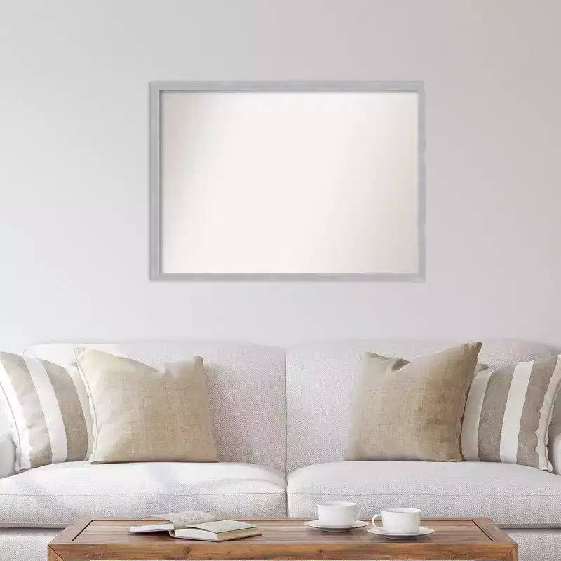 40" x 29" Non-Beveled Grace Brushed Nickel Narrow Wall Mirror - Amanti Art: Modern Rectangle, Polystyrene Frame