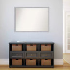 40" x 29" Non-Beveled Grace Brushed Nickel Narrow Wall Mirror - Amanti Art: Modern Rectangle, Polystyrene Frame