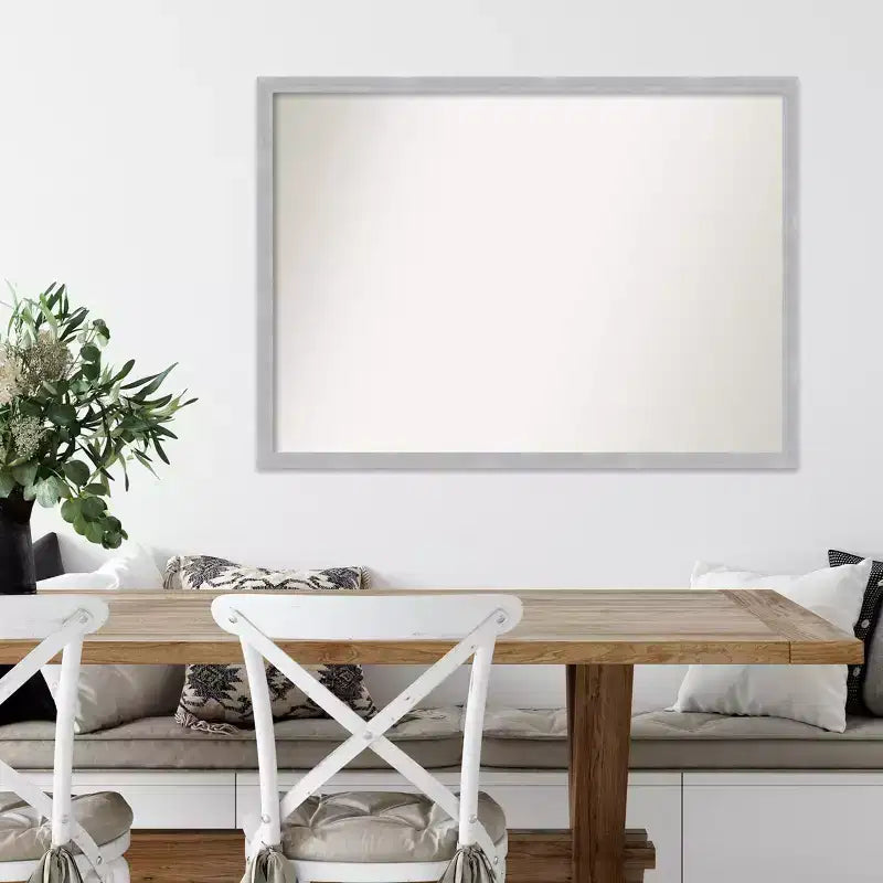 40" x 29" Non-Beveled Grace Brushed Nickel Narrow Wall Mirror - Amanti Art: Modern Rectangle, Polystyrene Frame