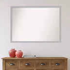 40" x 29" Non-Beveled Grace Brushed Nickel Narrow Wall Mirror - Amanti Art: Modern Rectangle, Polystyrene Frame