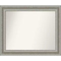 34" x 28" Non-Beveled Parlor Bathroom Wall Mirror Silver - Amanti Art: Modern Rectangle, Wall Mount
