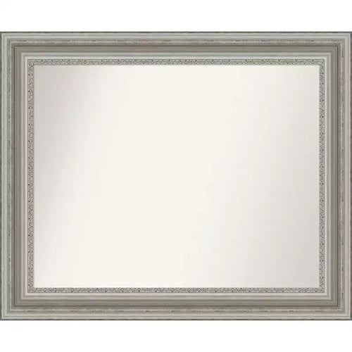 34" x 28" Non-Beveled Parlor Bathroom Wall Mirror Silver - Amanti Art: Modern Rectangle, Wall Mount