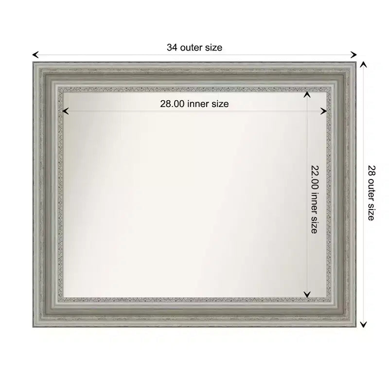 Specchio da parete per bagno da 34" x 28" non bisellato color argento - Amanti Art: rettangolare moderno, a parete