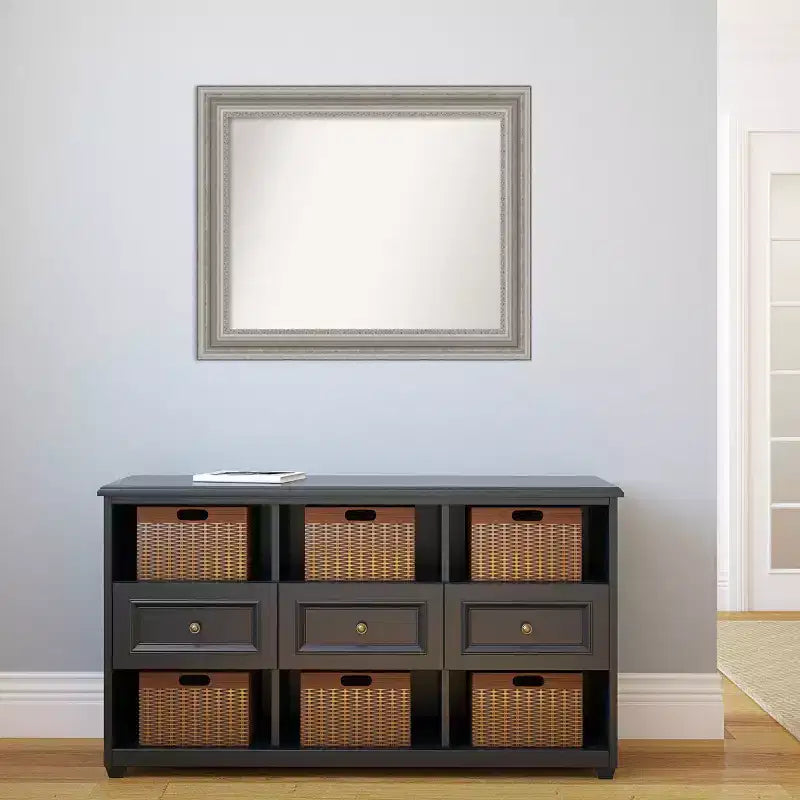Specchio da parete per bagno da 34" x 28" non bisellato color argento - Amanti Art: rettangolare moderno, a parete