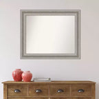 Specchio da parete per bagno da 34" x 28" non bisellato color argento - Amanti Art: rettangolare moderno, a parete