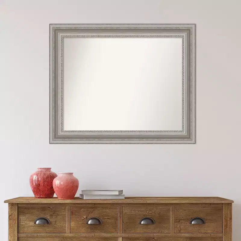 Specchio da parete per bagno da 34" x 28" non bisellato color argento - Amanti Art: rettangolare moderno, a parete