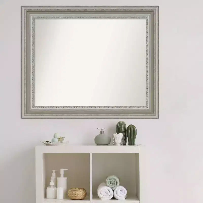 Specchio da parete per bagno da 34" x 28" non bisellato color argento - Amanti Art: rettangolare moderno, a parete