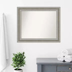 Specchio da parete per bagno da 34" x 28" non bisellato color argento - Amanti Art: rettangolare moderno, a parete