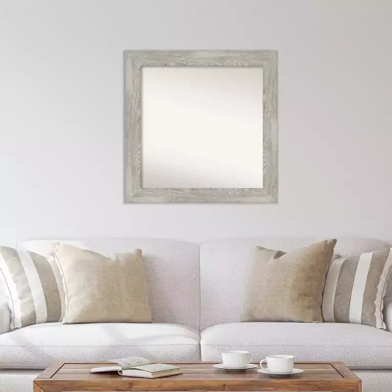 32" x 32" Non-Beveled Dove Gray Wash Wall Mirror - Amanti Art