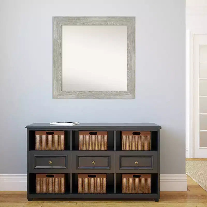 32" x 32" Non-Beveled Dove Gray Wash Wall Mirror - Amanti Art