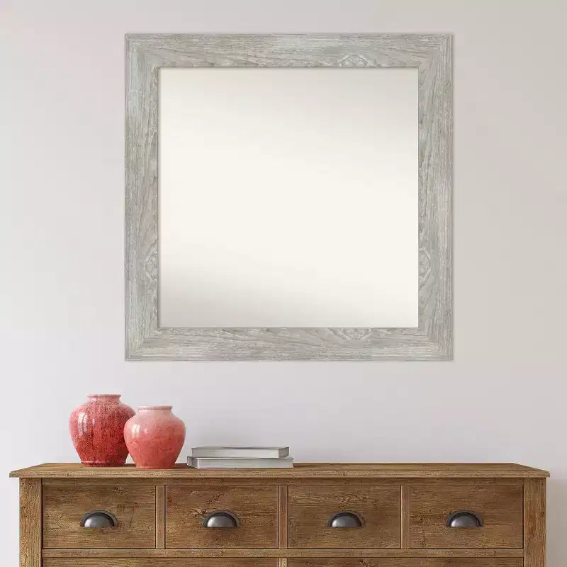 32" x 32" Non-Beveled Dove Gray Wash Wall Mirror - Amanti Art