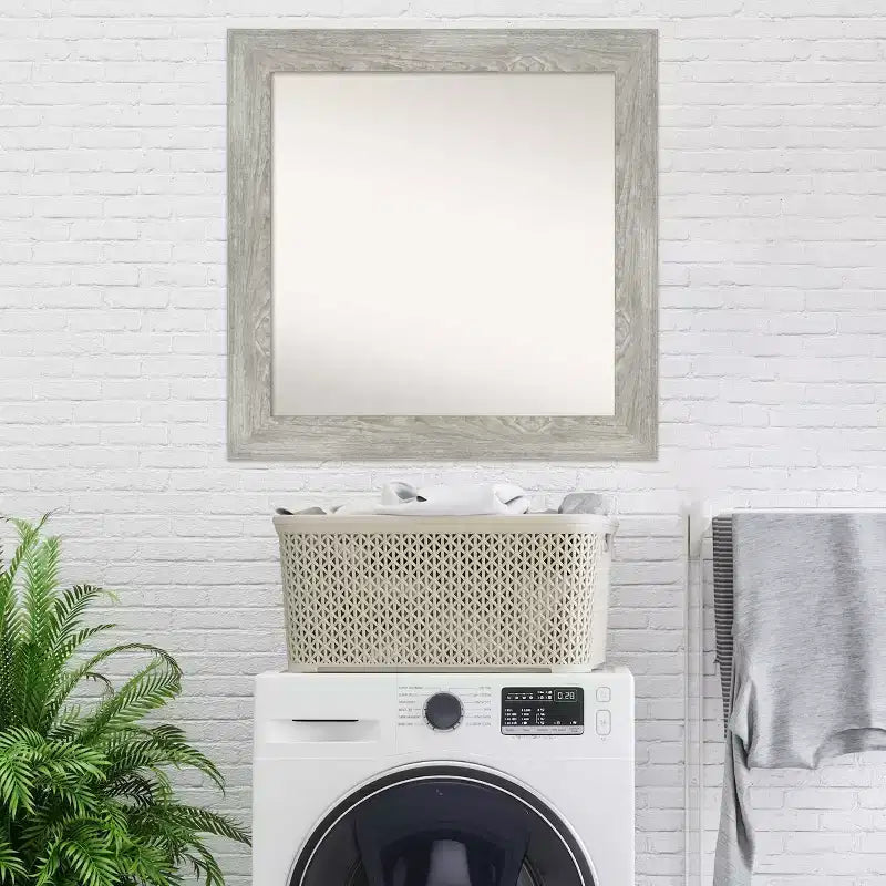 32" x 32" Non-Beveled Dove Gray Wash Wall Mirror - Amanti Art