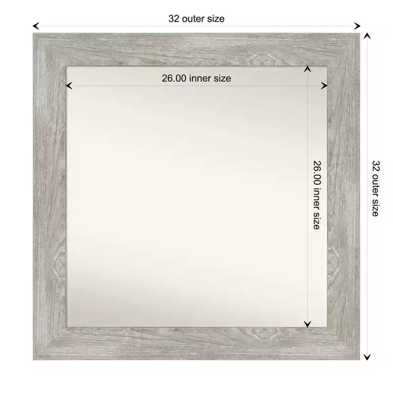 32" x 32" Non-Beveled Dove Gray Wash Wall Mirror - Amanti Art
