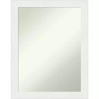 22" x 28" Non-Beveled Vanity White Narrow Wall Mirror - Amanti Art