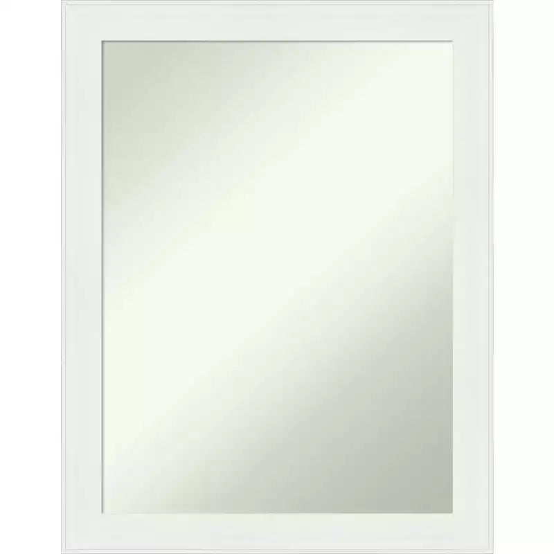 22" x 28" Non-Beveled Vanity White Narrow Wall Mirror - Amanti Art