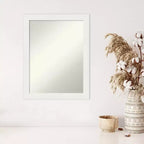 22" x 28" Non-Beveled Vanity White Narrow Wall Mirror - Amanti Art