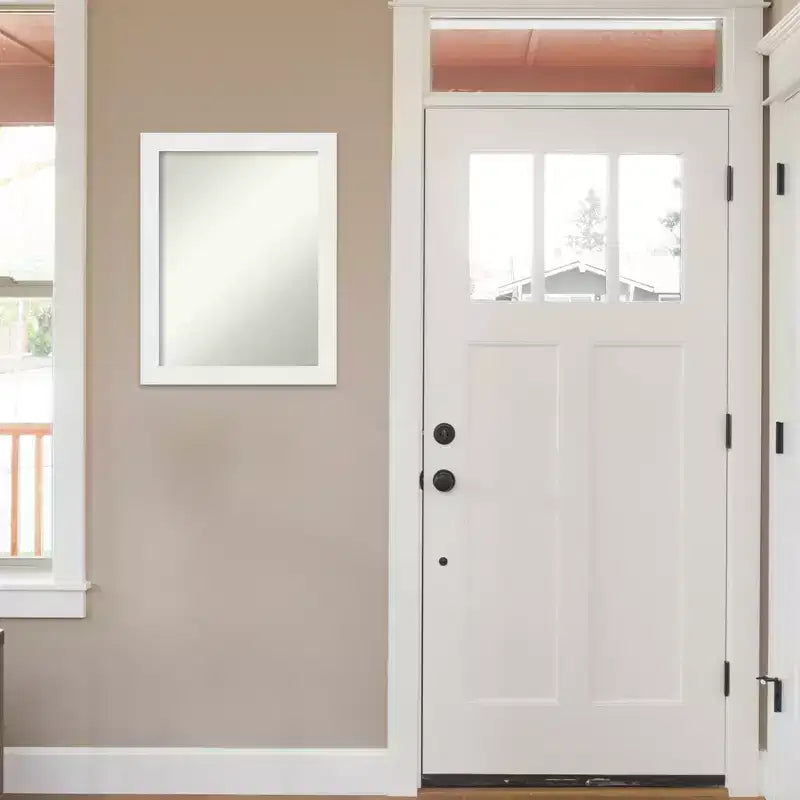 22" x 28" Non-Beveled Vanity White Narrow Wall Mirror - Amanti Art