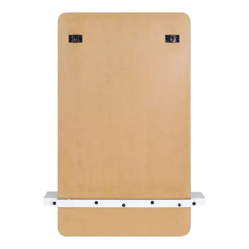 22" x 30" Fosset Frameless Mirror with Shelf White - Kate & Laurel All Things Decor: Chic Bathroom Vanity, Wall Mount