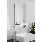 22" x 30" Fosset Frameless Mirror with Shelf White - Kate & Laurel All Things Decor: Chic Bathroom Vanity, Wall Mount