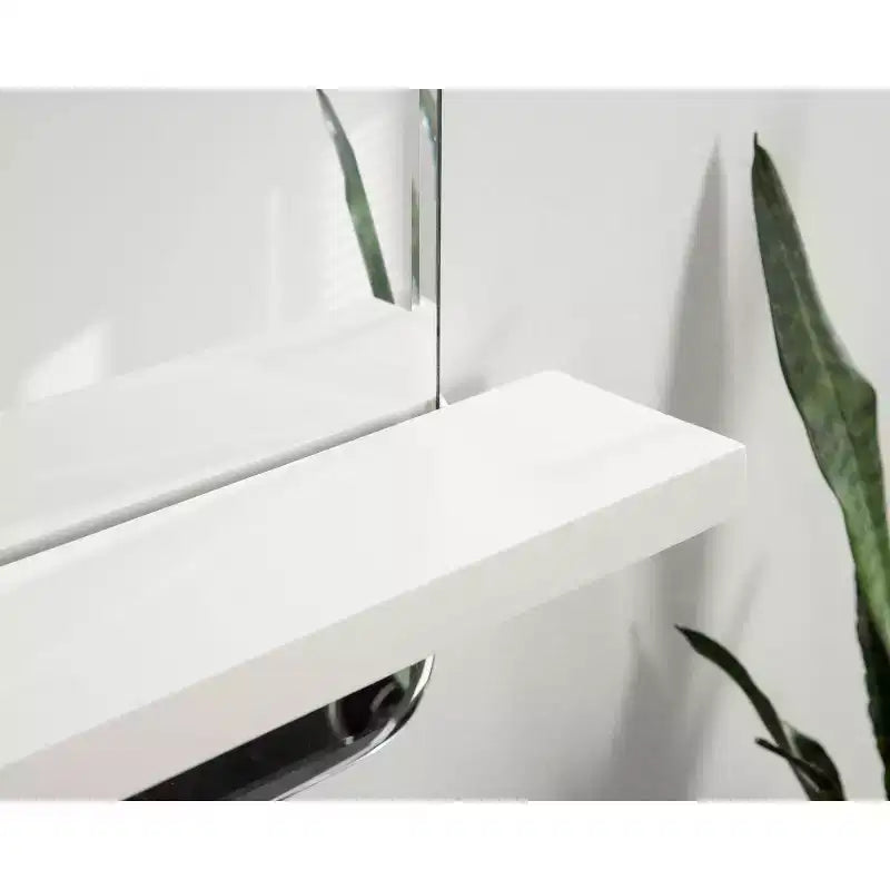 22" x 30" Fosset Frameless Mirror with Shelf White - Kate & Laurel All Things Decor: Chic Bathroom Vanity, Wall Mount