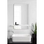 22" x 30" Fosset Frameless Mirror with Shelf White - Kate & Laurel All Things Decor: Chic Bathroom Vanity, Wall Mount