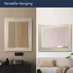 Specchio da parete Pave da 29" x 35" in nichel spazzolato - Head West: Moderno, rettangolare, cornice in polistirene, nessun assemblaggio richiesto