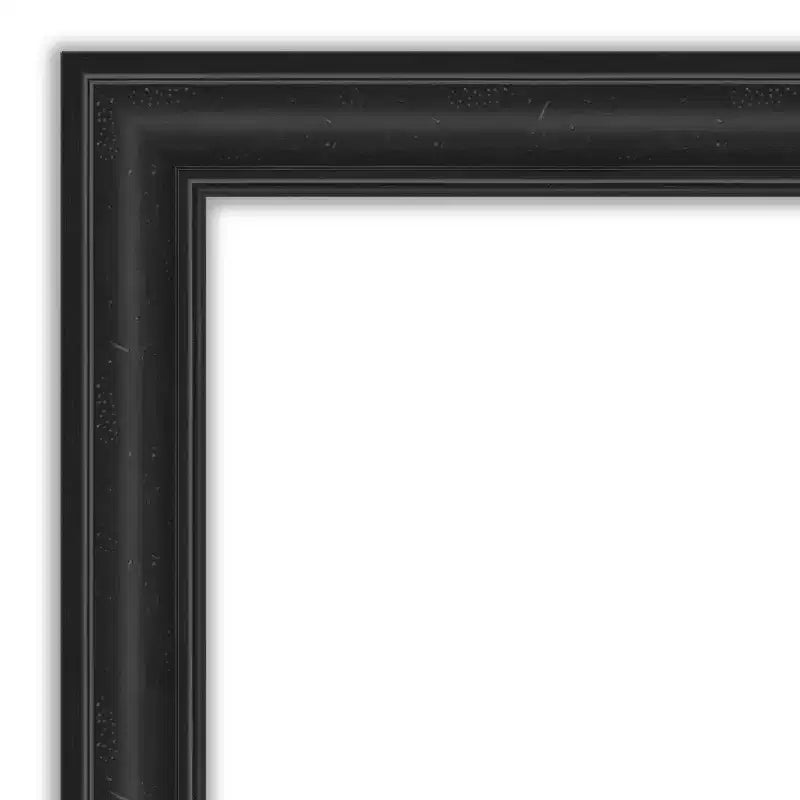 44" x 33" Non-Beveled Shipwreck Black Bathroom Wall Mirror - Amanti Art: Modern Rectangle, Wall Mount, Includes Hardware