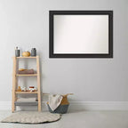 44" x 33" Non-Beveled Shipwreck Black Bathroom Wall Mirror - Amanti Art: Modern Rectangle, Wall Mount, Includes Hardware
