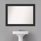44" x 33" Non-Beveled Shipwreck Black Bathroom Wall Mirror - Amanti Art: Modern Rectangle, Wall Mount, Includes Hardware