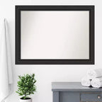 44" x 33" Non-Beveled Shipwreck Black Bathroom Wall Mirror - Amanti Art: Modern Rectangle, Wall Mount, Includes Hardware