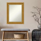 24" x 30" Non-Beveled Parlor Bathroom Wall Mirror Gold - Amanti Art