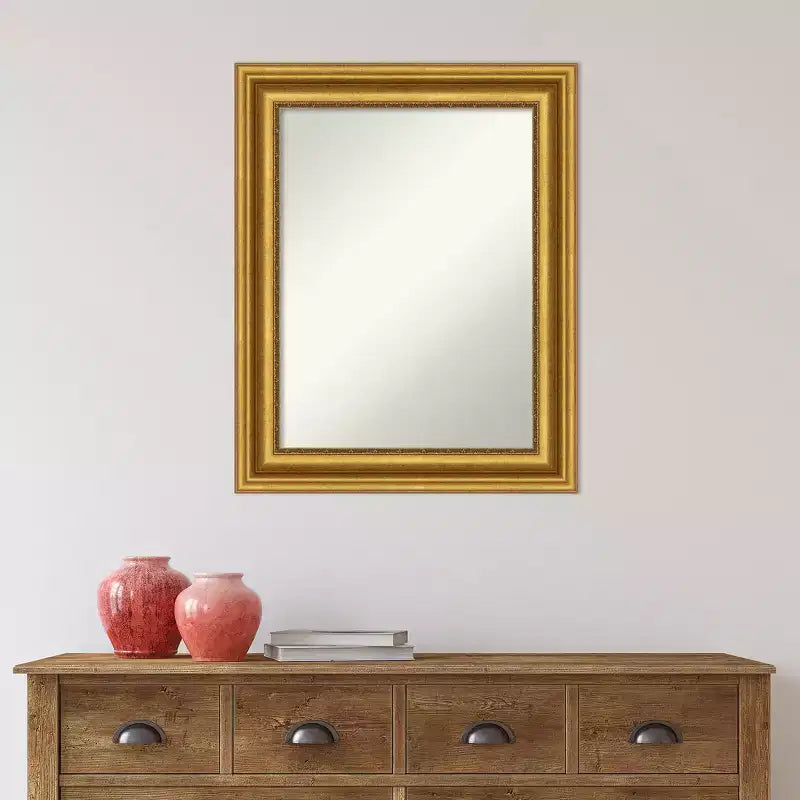 24" x 30" Non-Beveled Parlor Bathroom Wall Mirror Gold - Amanti Art