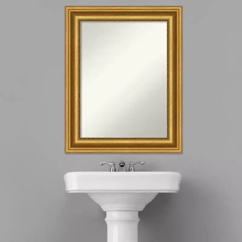 24" x 30" Non-Beveled Parlor Bathroom Wall Mirror Gold - Amanti Art