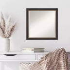23" x 23" Beveled Ashton Black Wood Wall Mirror - Amanti Art: Modern Square, No Assembly Required