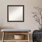 23" x 23" Beveled Ashton Black Wood Wall Mirror - Amanti Art: Modern Square, No Assembly Required