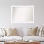 Amanti Art 43" x 32" Specchio da parete Corvino White Wood senza smussature: Design Rettangolare Moderno, Ferramenta per il Montaggio Inclusa